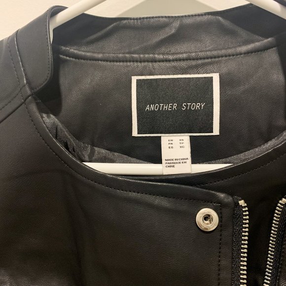 Another Story Black Faux Leather Jacket - Picture 2 of 2